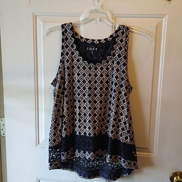 Loft Sleeveless Asymmetrical Cotton & Lace Women's M Top - Picture 1 of 7